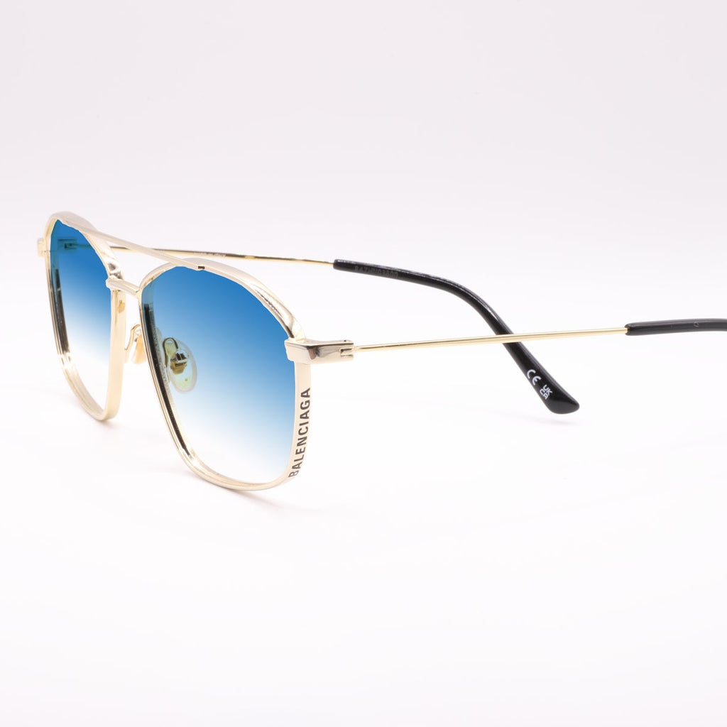 Lunettes Balenciaga BB0199O vintage, vue de profil, verres bleus dégradés