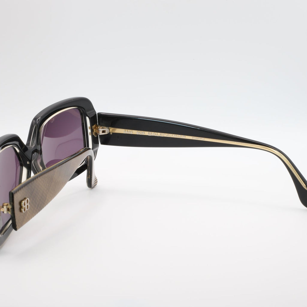Lunettes Balenciaga Paris vintage, modèle 2445, intérieur branche droite, verres violet